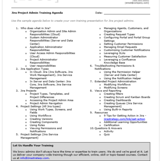Jira Project Admin Training Agenda
