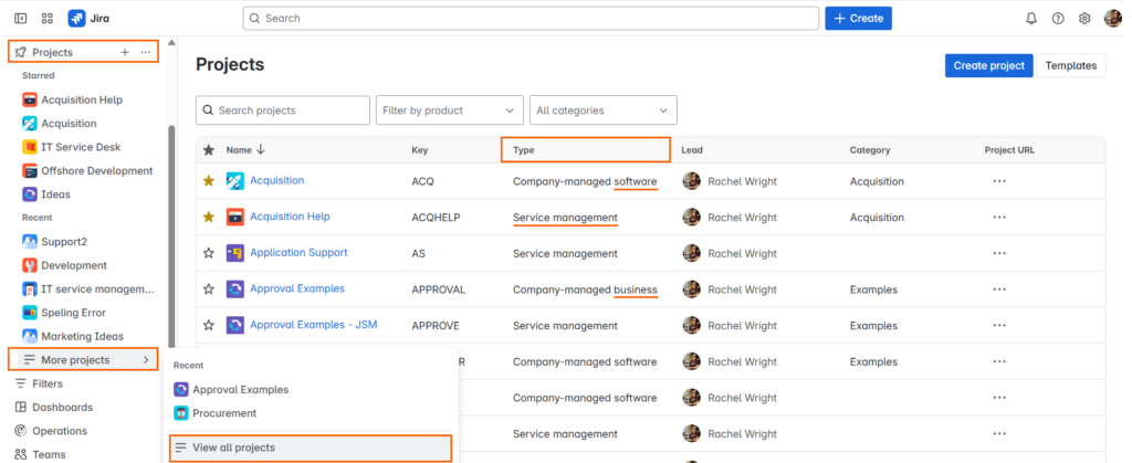 Jira Cloud Project Types