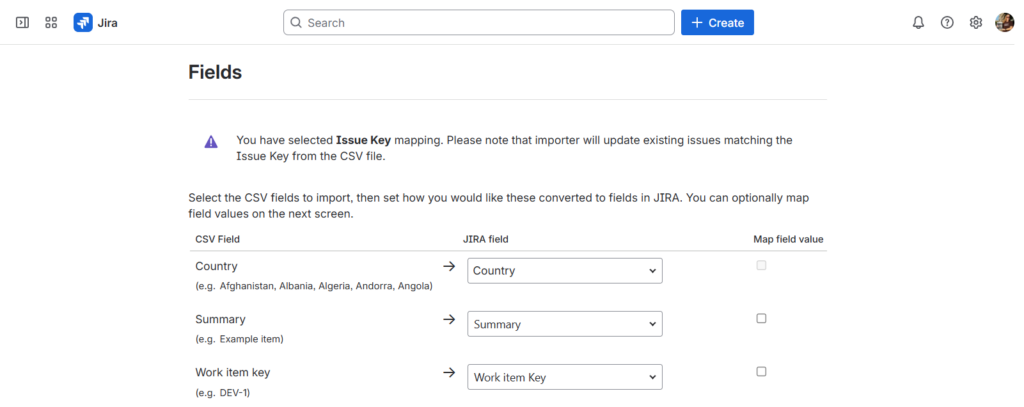 Bulk add field selections with the CSV importer