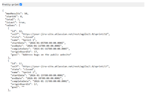 Jira sprint details through REST API link