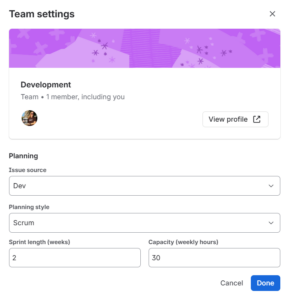 Team Capacity in a Jira Plan